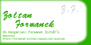 zoltan formanek business card